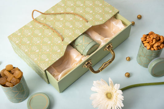 3 Tin Slider Box with Handle (Green)