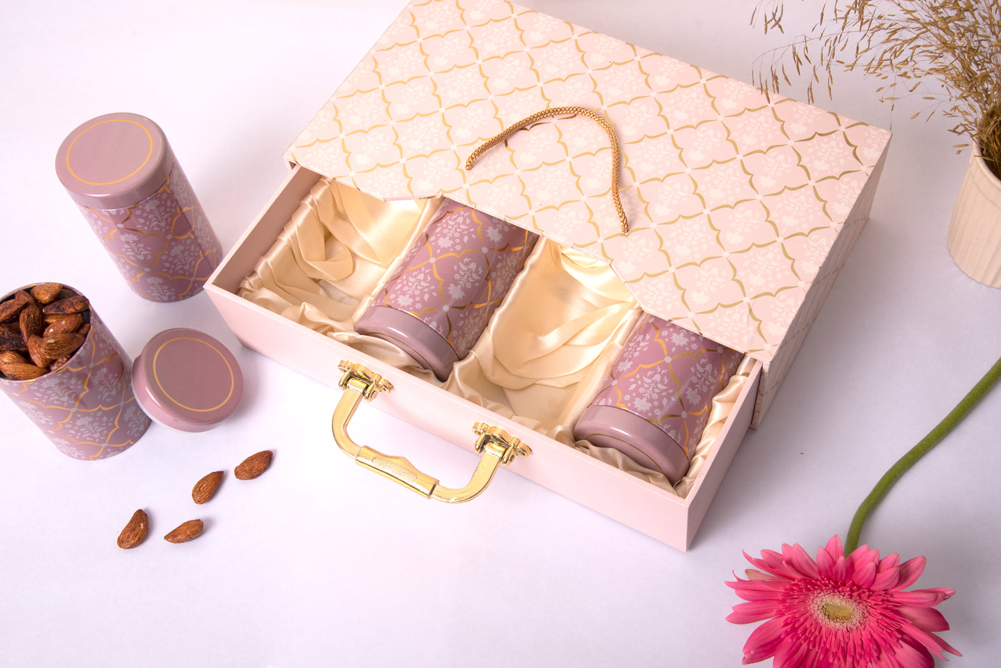 4 Tin Slider Box with Handle (Pink)