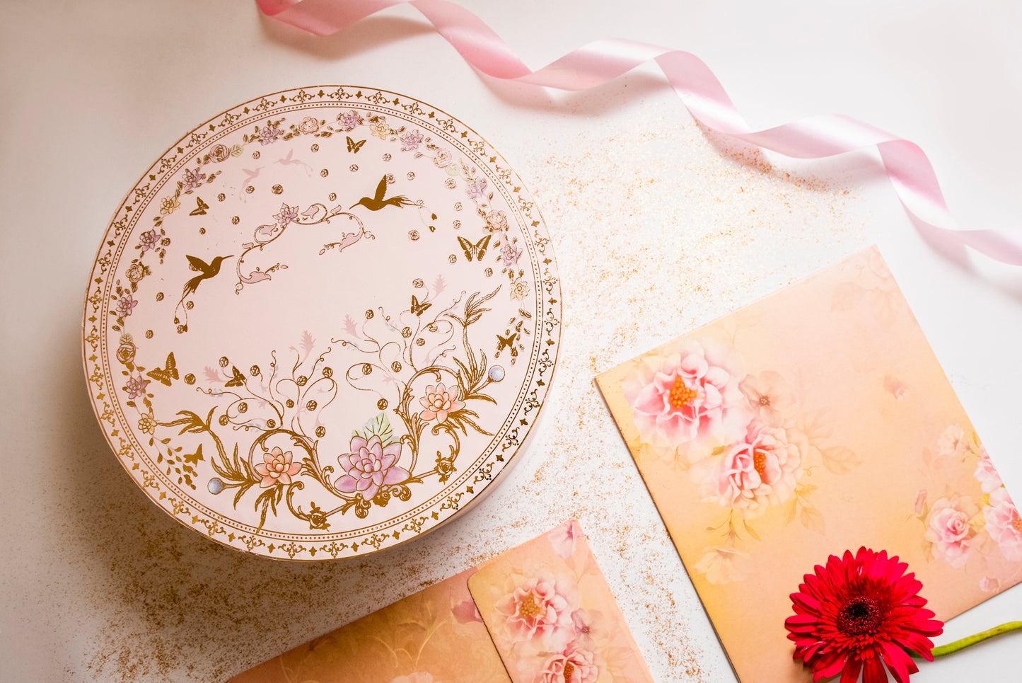 Floral Pink Round Hamper