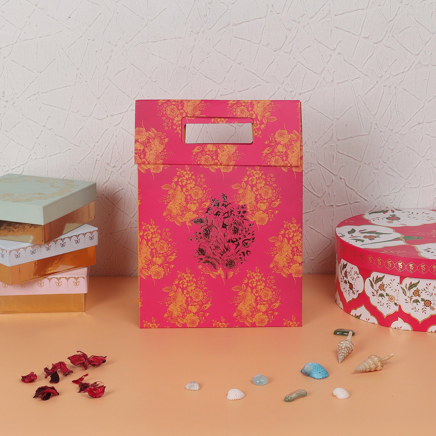 Indian Motif Gift Bag - Pink (Set of 10)