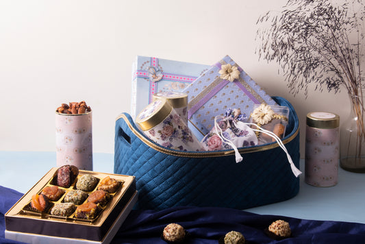 Blue Velvet Basket (Set Of 7 Items)