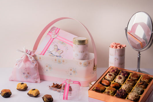 Leather Basket Hamper Baby Pink (Set Of 5 Items)